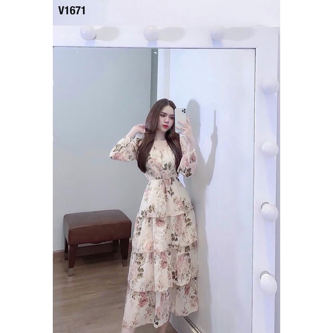 [Aimee Clothing] Váy hoa tần chun eo bánh bèo kiểu dáng cổ điển