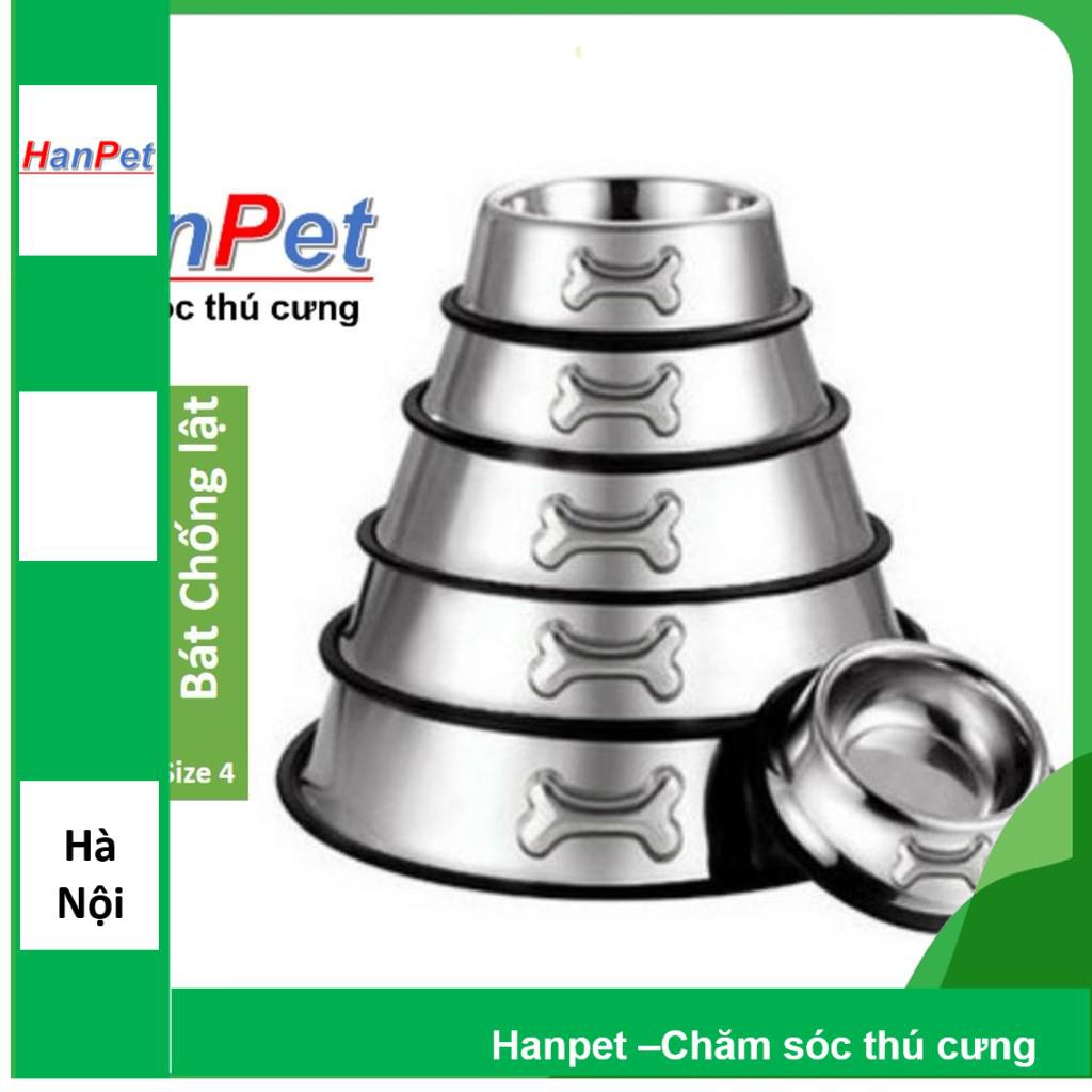 HN-Bát / chén ăn inox Không gỉ sét - chống lật size 4 dành cho chó trên 18kg (đường kính 26cm)- hanpet 353d