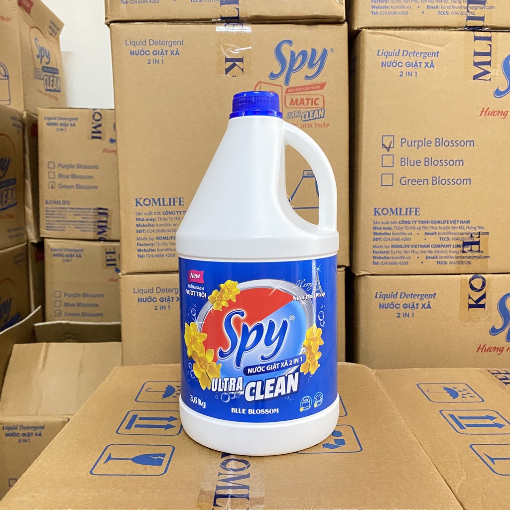 Nước giặt xả SPY Ultra Clean màu Xanh Dương 3,6 kg hương nước hoa Pháp