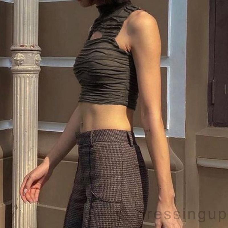 Áo Không Tay Cổ Lọ Màu Trơn Thiết Kế Độc Đáo Dành Cho Nữ | BigBuy360 - bigbuy360.vn