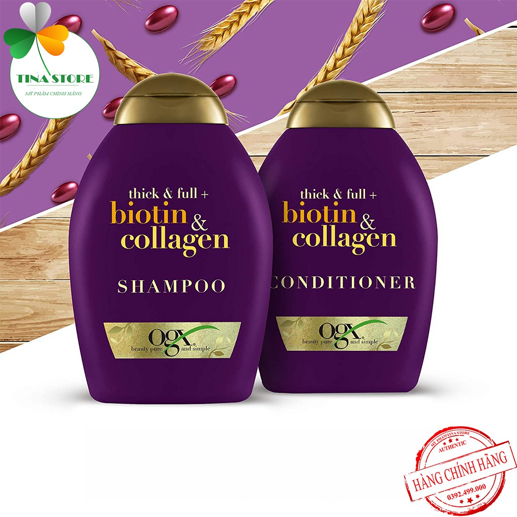 Miễn Ship🔥Cặp Dầu Gội Xả Biotin Collagen OGX 385ML | Mọc Tóc Ngăn Rụng Tóc, Giúp Tóc Chắc Khỏe | Hàng Chính Hãng