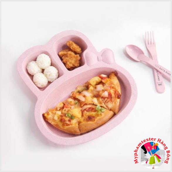 Khay đựng cơm,cháo ăn dặm cho bé chất liệu nhựa lúa mạch hai hình