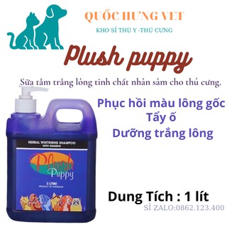 Dầu tắm trắng, tẩy ố giữ màu tinh chất sâm plush puppy 1l - herbal whitening shampoo with ginseng 5.0- quốc hưng vet
