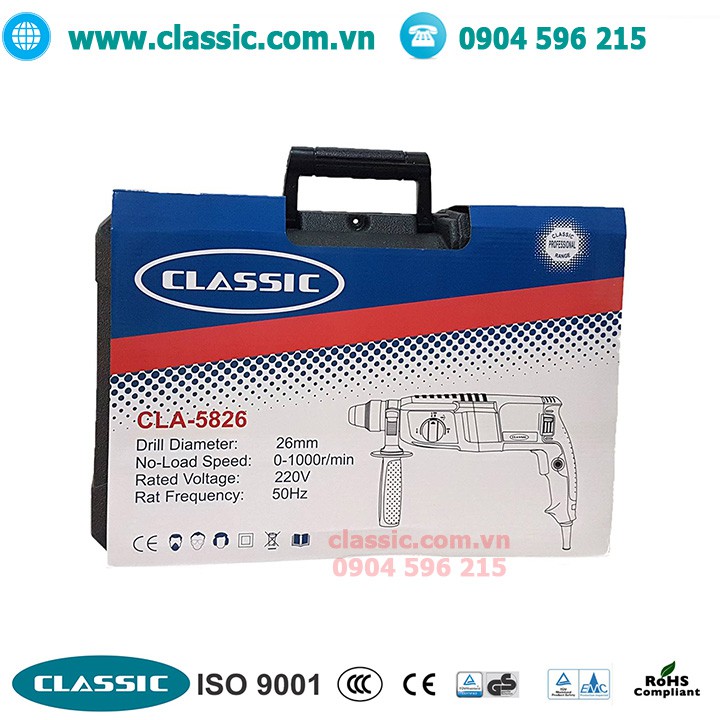 Máy khoan bê tông 3 chế độ Classic 800w khoan sắt, gỗ, tường, bê tông, đục