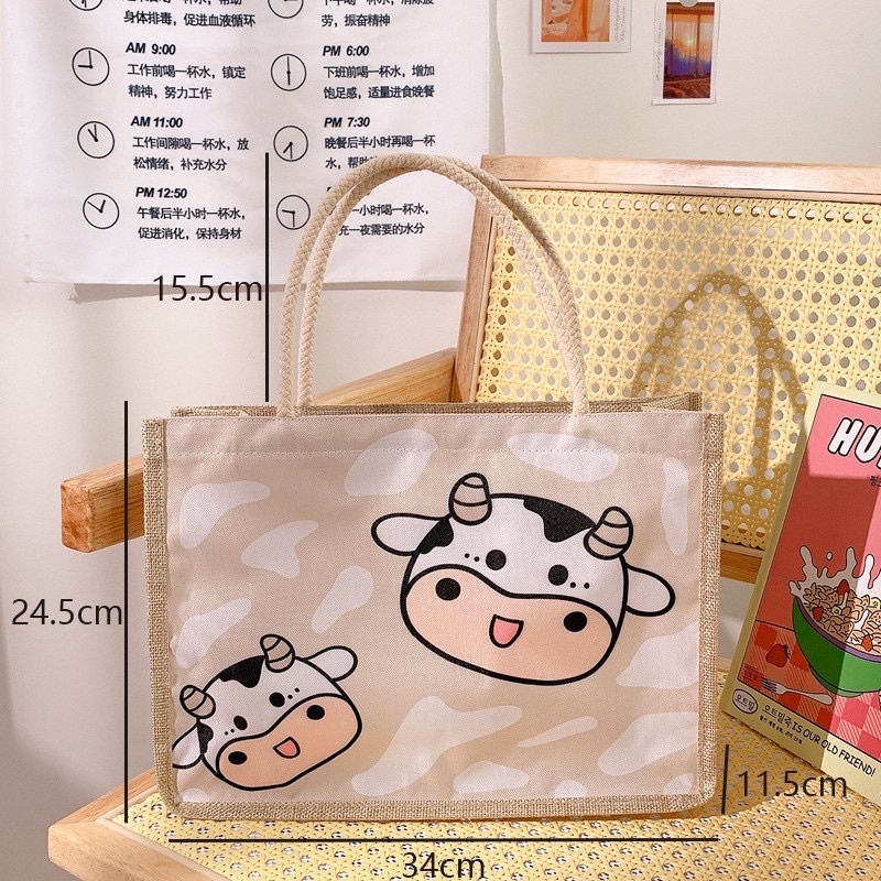 PVN46523 Túi cói hình chú bò sữa đáng iu Giá Rẻ
