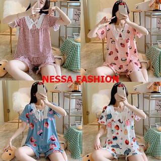Bộ Đồ Ngủ Nữ Quần Áo Cộc Tay Mặc Ở Nhà Mùa Hè Đi Chơi BĐN24