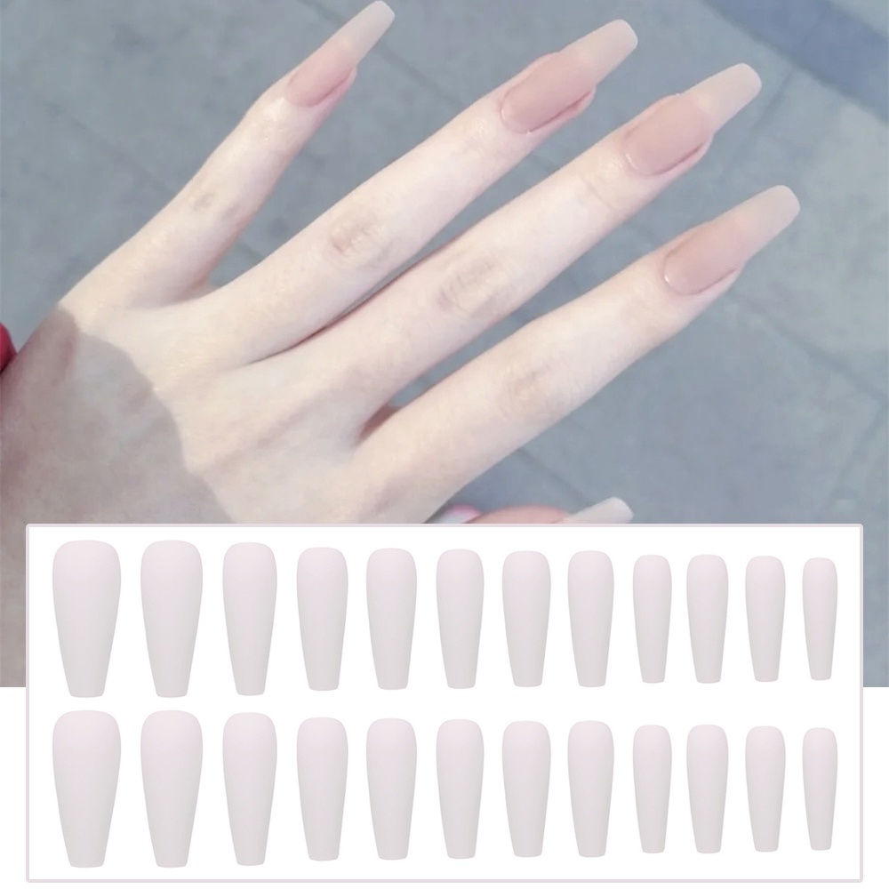 Set 24 móng tay giả YADORNOS màu trong mờ che toàn móng