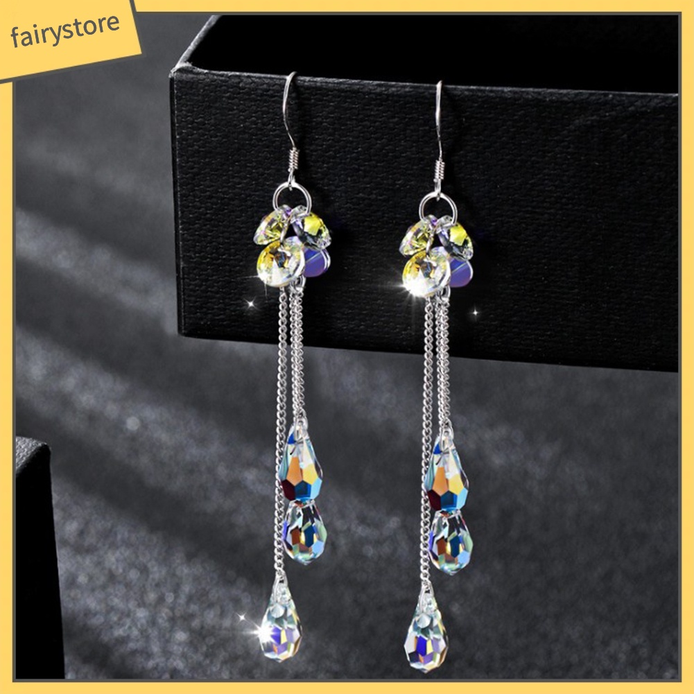 Hoa Tai Dáng Dài Phối Tua Rua Nhiều Màu Sắc Cho Nữ