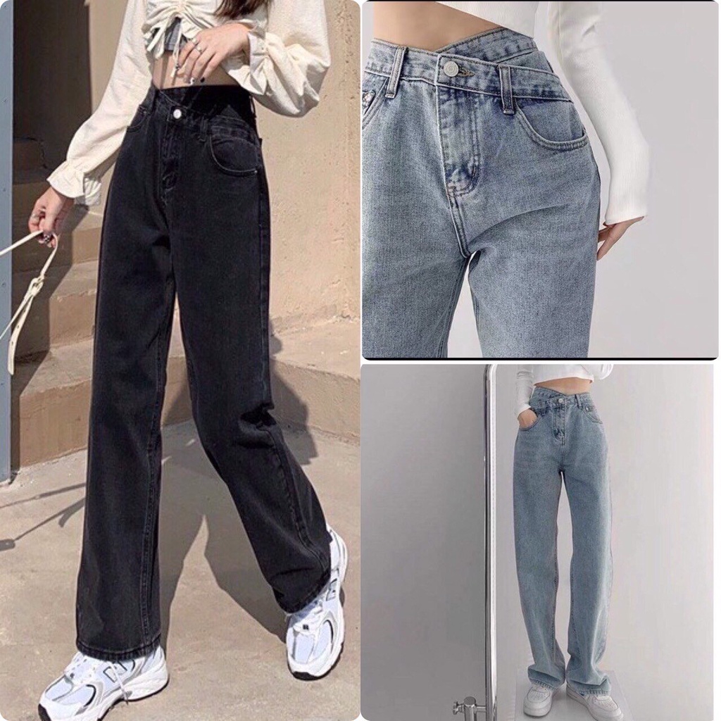 QUẦN JEAN NỮ ỐNG SUÔNG LƯNG CAO MẪU KHÓA KIỂU SANG CHẢNH, M2071 - XƯỞNG MAY TÚ LINH