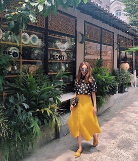 SET ÁO HOA KÈM CHÂN VÁY VÀNG (ẢNH THẬT CUỐI)