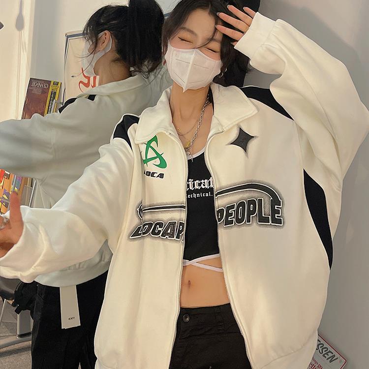 Áo Khoác Bóng Chày Dáng Rộng Phong Cách Retro Mỹ Kiểu Mới Cho Nữ