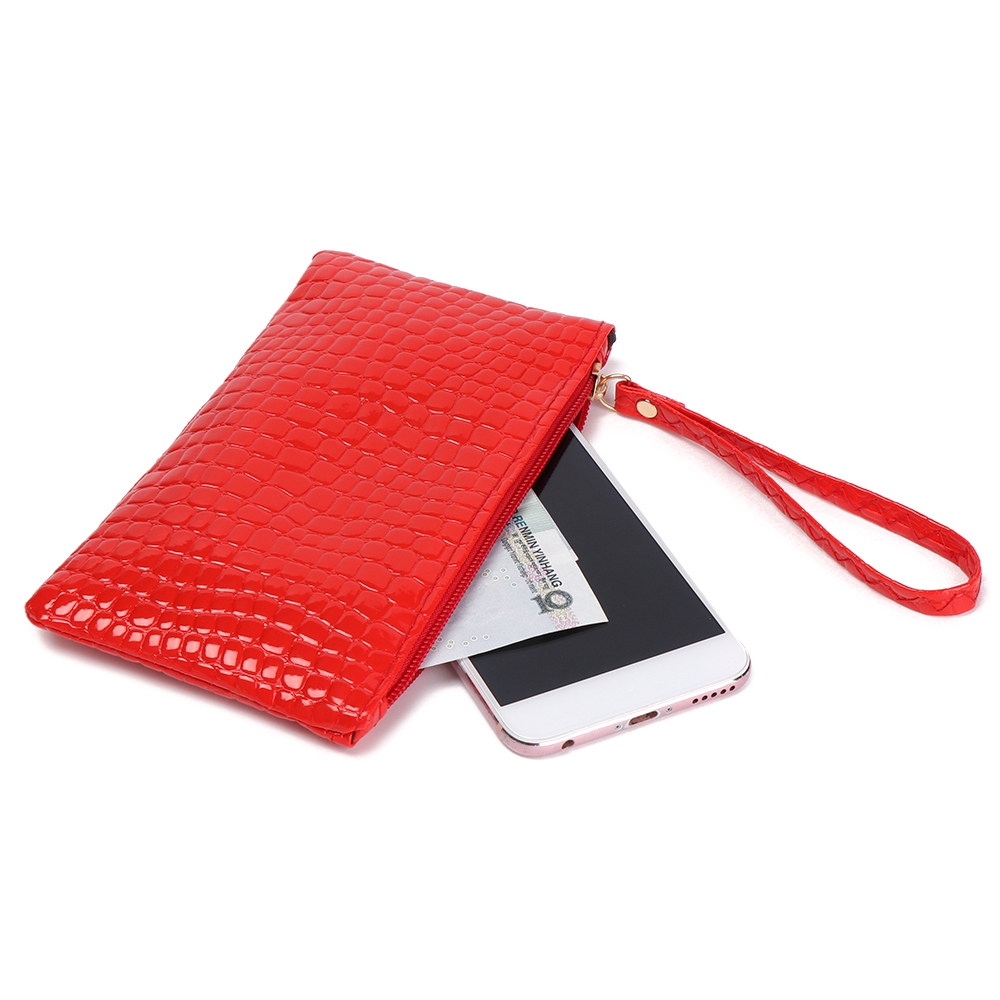 Ví Cầm Tay Bằng Da PU Màu Trơn Chống Nước Cho Nữ