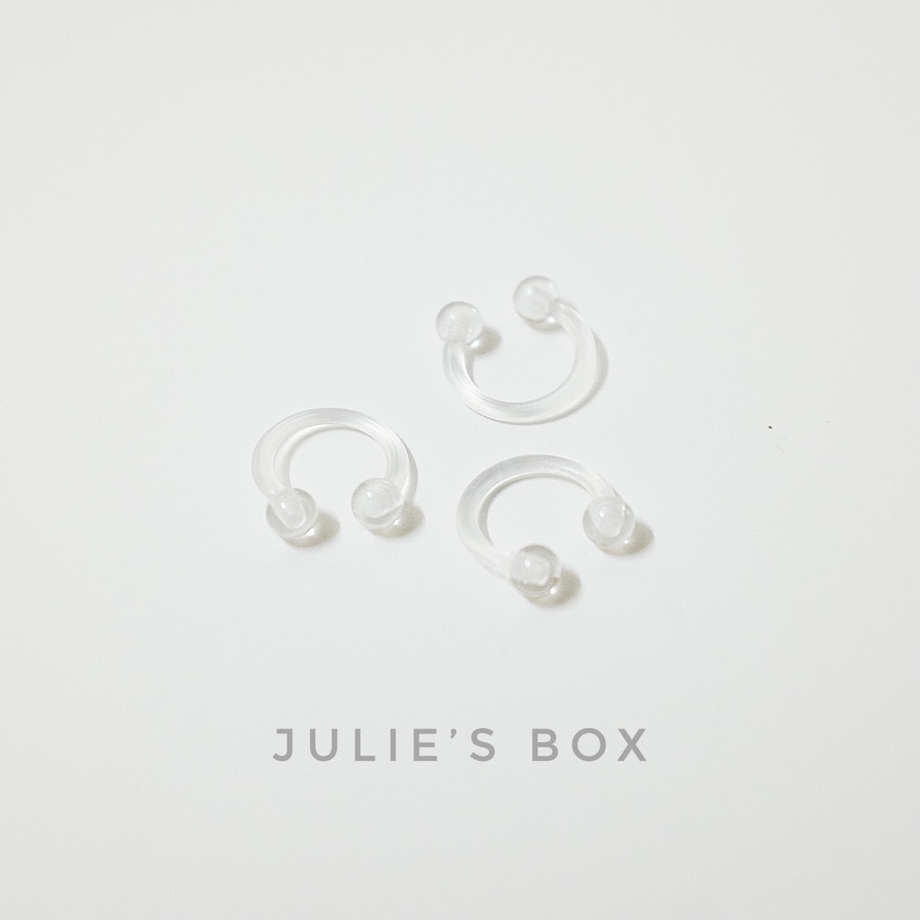 Khuyên Tai Titan Unisex Chữ U Trong Suốt Nhựa Không Gỉ Sét Không Ngứa Bông Tai Julies Box 66