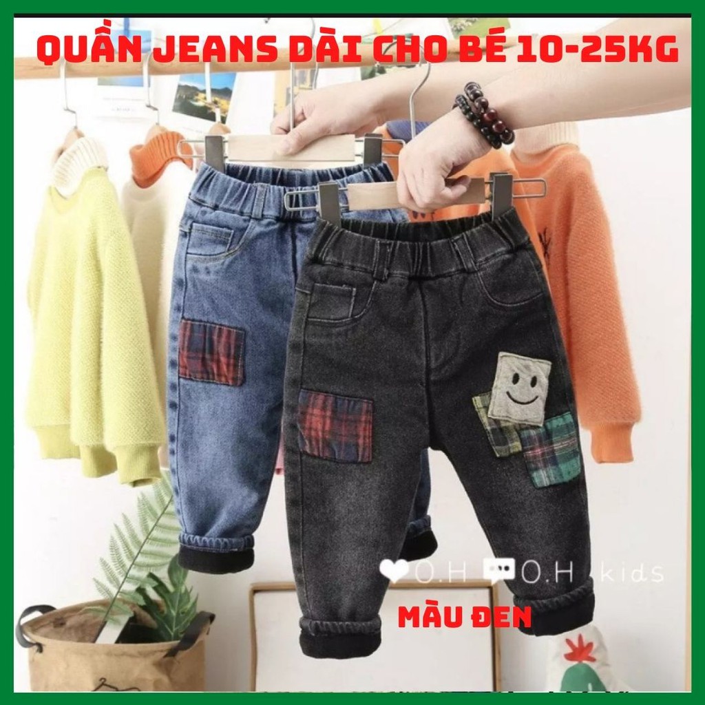 Quần jeans dài cá tính cho bé trai bé gái 10-25kg ( Không kèm dây đai)