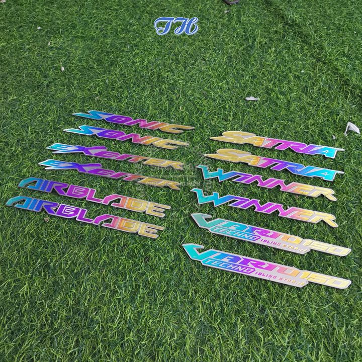 Cặp tem titannium dán hông xe máy chữ winner, winner x, exciter, sonic, air blade,  satria, sh, vario