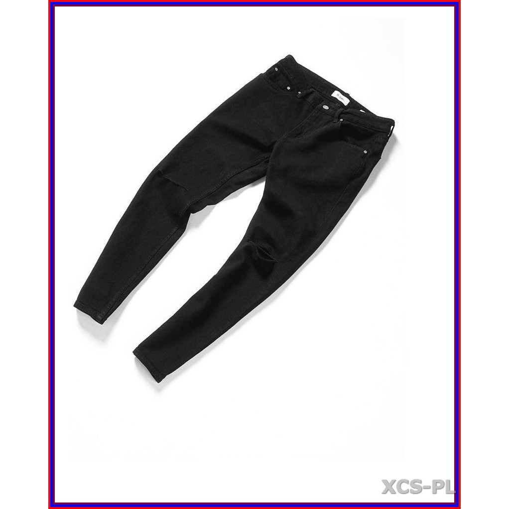 Quần jean nam cao cấp ĐEN RÁCH GỐI siêu đẹp không xù lông, không ra màu, chất giãn tốt rrgoi3-1.235