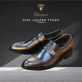 Giày Tây Lười Nam Loafer VSMAN 100% Da Bò Thật Cao Cấp Khóa Bắt Ngang Da Vân Nam Tính Trẻ Trung Hiện Đại - TTG011