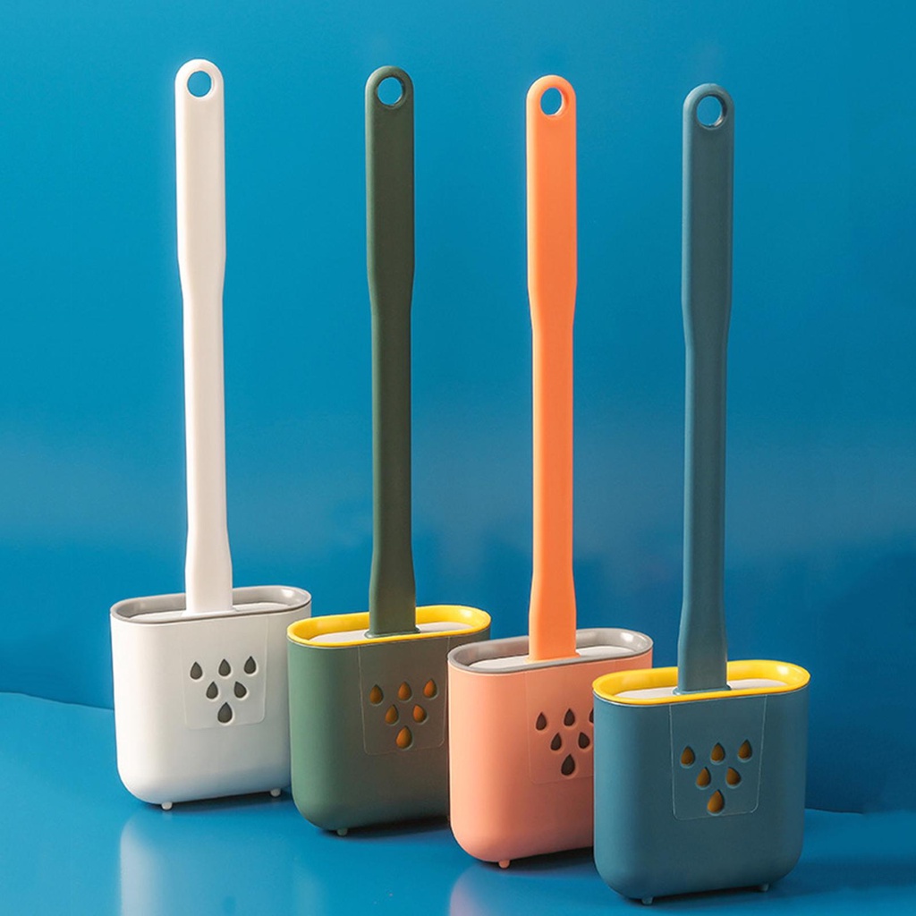 Bàn Chải Vệ Sinh Toilet Cán Dài Bằng Silicone Kèm Nắp Đậy Tiện Lợi