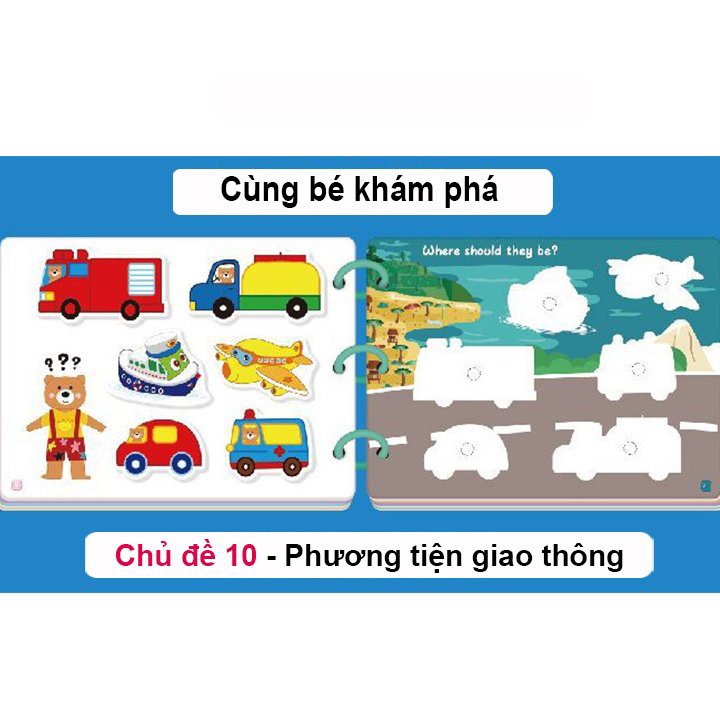 Đồ Chơi Giáo Dục Sớm Cho Bé, Bảng Bận Rộn Quiet Book, Busy Board, Bóc Dán Cho Bé 2-6 tuổi, Học Liệu Bóc Dán 17 Chủ Đề