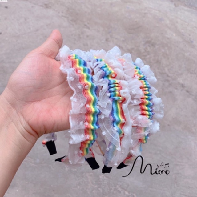 Set bờm và cột tóc cầu vồng bờm ngũ sắc bờm cầu vồng cột tóc scrunchies cầu vồng