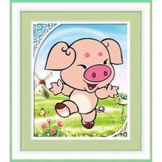 Tranh đính đá kim cương abc heo,hợi dễ thương df2384 30x36cm chưa đính