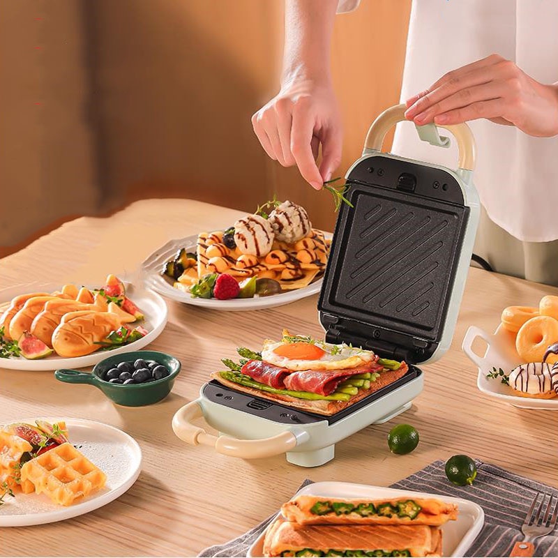 Máy Nướng Bánh Mỳ, Humberger, Sandwich, Rán Trứng, Làm Đồ Ăn Sáng, Máy Kẹp Nướng 2 Mặt Đa Năng Chống Bỏng