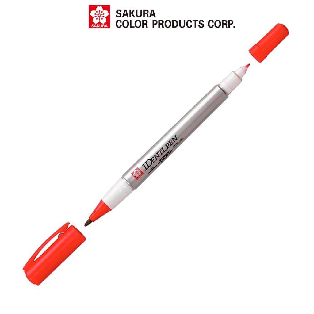 Bút lông dầu 2 đầu đánh dấu đa chất liệu Sakura Identi Pen Dual Point Màu Đỏ