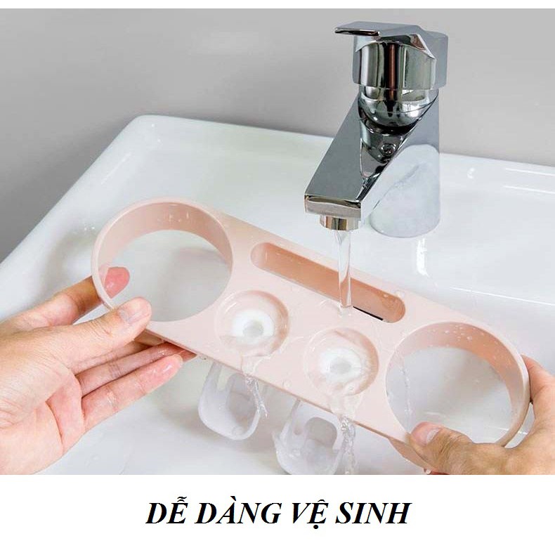 Bộ lấy kem đánh răng ECOCO kèm 4 ly nhựa - bộ dụng cụ nhả kem đánh răng tự động dán tường