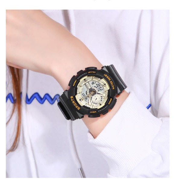 Đồng hồ thể thao Sport nam nữ chạy full màn hình điện tử và kim dây cao su chống nước | BigBuy360 - bigbuy360.vn