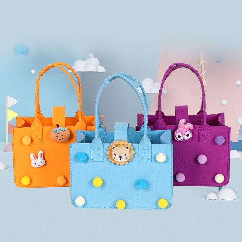 Túi xách JIVIVIL sức chứa lớn họa tiết hoạt hình nhiều màu sắc dễ thương phong cách Hàn Quốc dành cho trẻ em