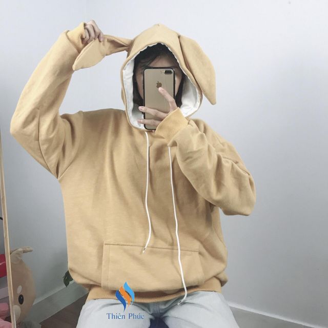 ÁO KHOÁC ÁO HOODIE TAI THỎ CHẤT NỎ NGOẠI THỜI TRANG NAM NỮ