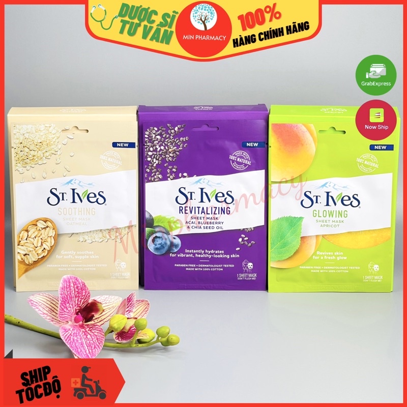 1 gói Mặt Nạ Dưỡng da St.Ives chiết xuất thiên nhiên tinh chất quả mơ/ yến mạch/ hạt chia việt quất 25ml - Minpharmacy