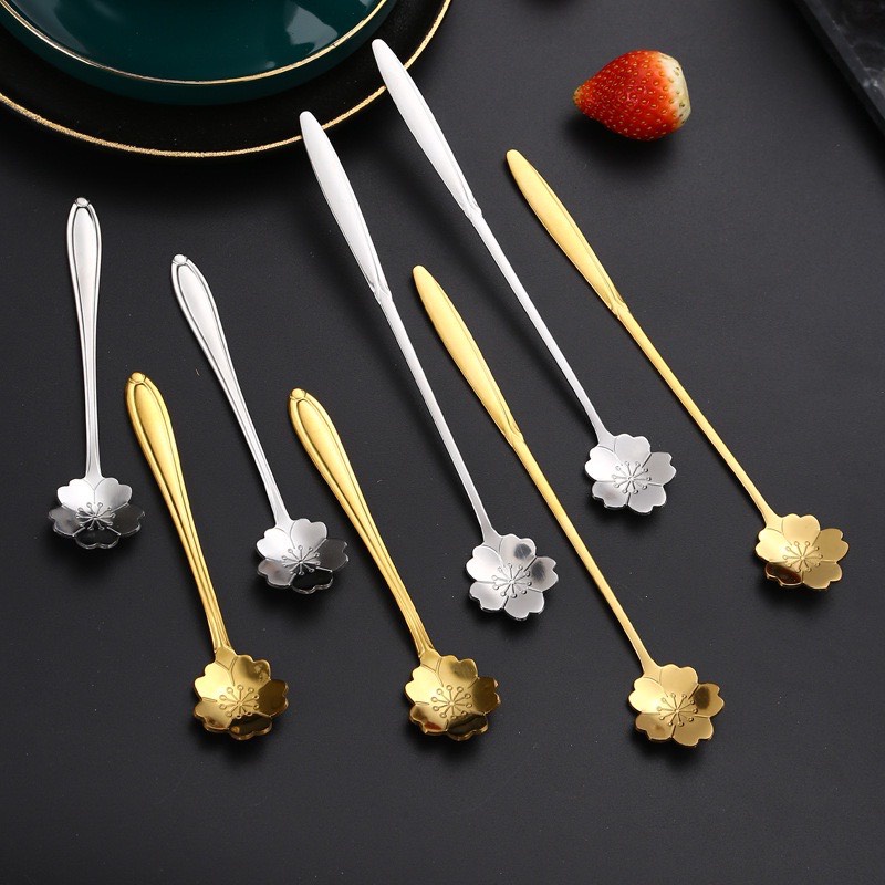 🔥 HÀNG HOT 🔥 Thìa cafe - Muỗng khuấy cafe HOA VÀNG  12.5 CM