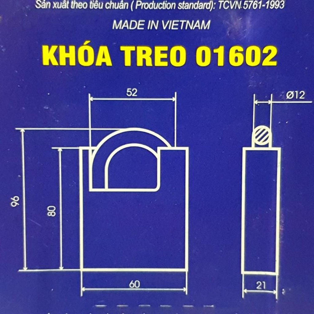 Ổ khoá chống cắt việt tiệp hàng cao cấp chính hãng, loại 60mm phi 12, siêu chắc chắn, siêu bền, khoá cửa nhà, chống trộm