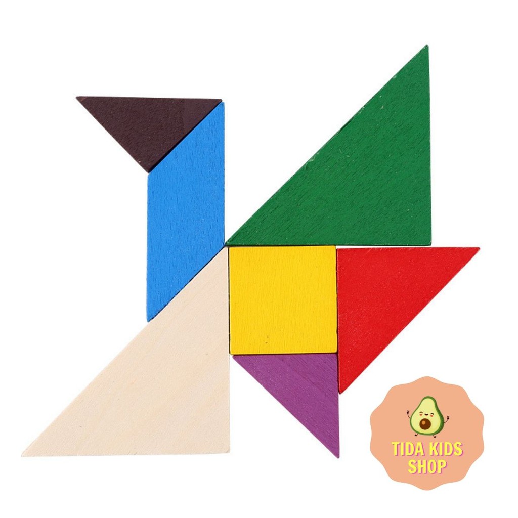 Đồ Chơi Xếp Hình Gỗ Tangram, Bộ Đồ Chơi Gỗ 7 Mảnh Cho Bé Giá Tốt ❤️ Freeship ❤️ TiDa Kids Shop