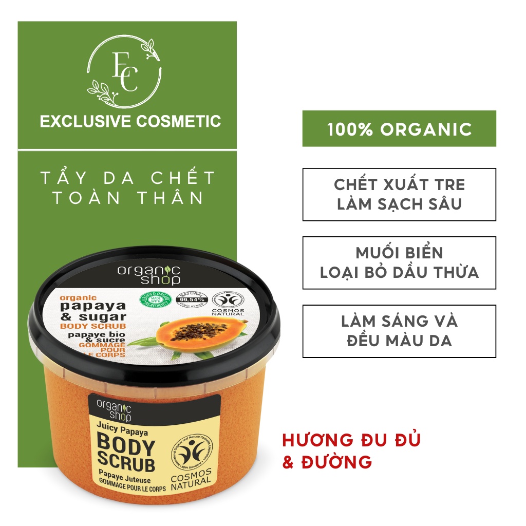 Tẩy Tế Bào Chết Toàn Thân Organic Shop Body Scrub Juicy Papaya 250ml