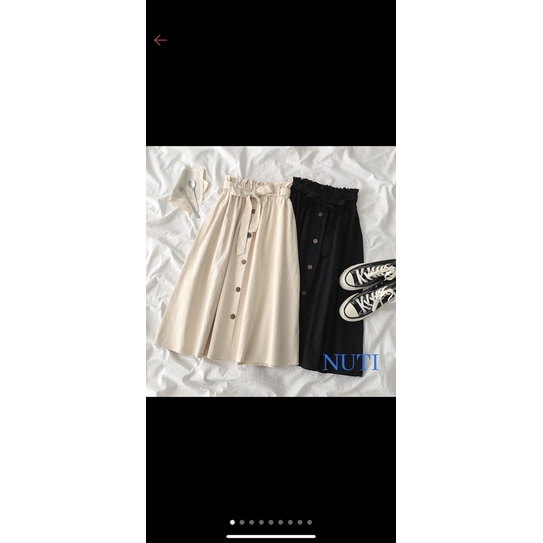 Chân váy dài Ulzzang lưng cao HQ - kèm nơ