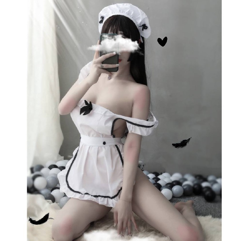 Đồ ngủ sexy váy ngủ gợi cảm nàng hầu gái tạp dề hở lưng quyến rũ 006