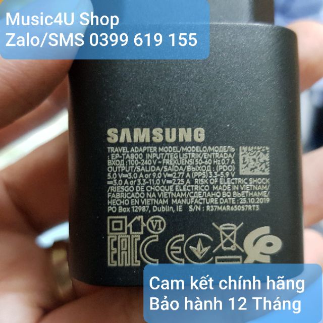 Củ sạc siêu nhanh EP-TA800 25W USB Type C cho Samsung S20 S21 S22 Note 10 Note 20 Plus Tuấn Hà Store
