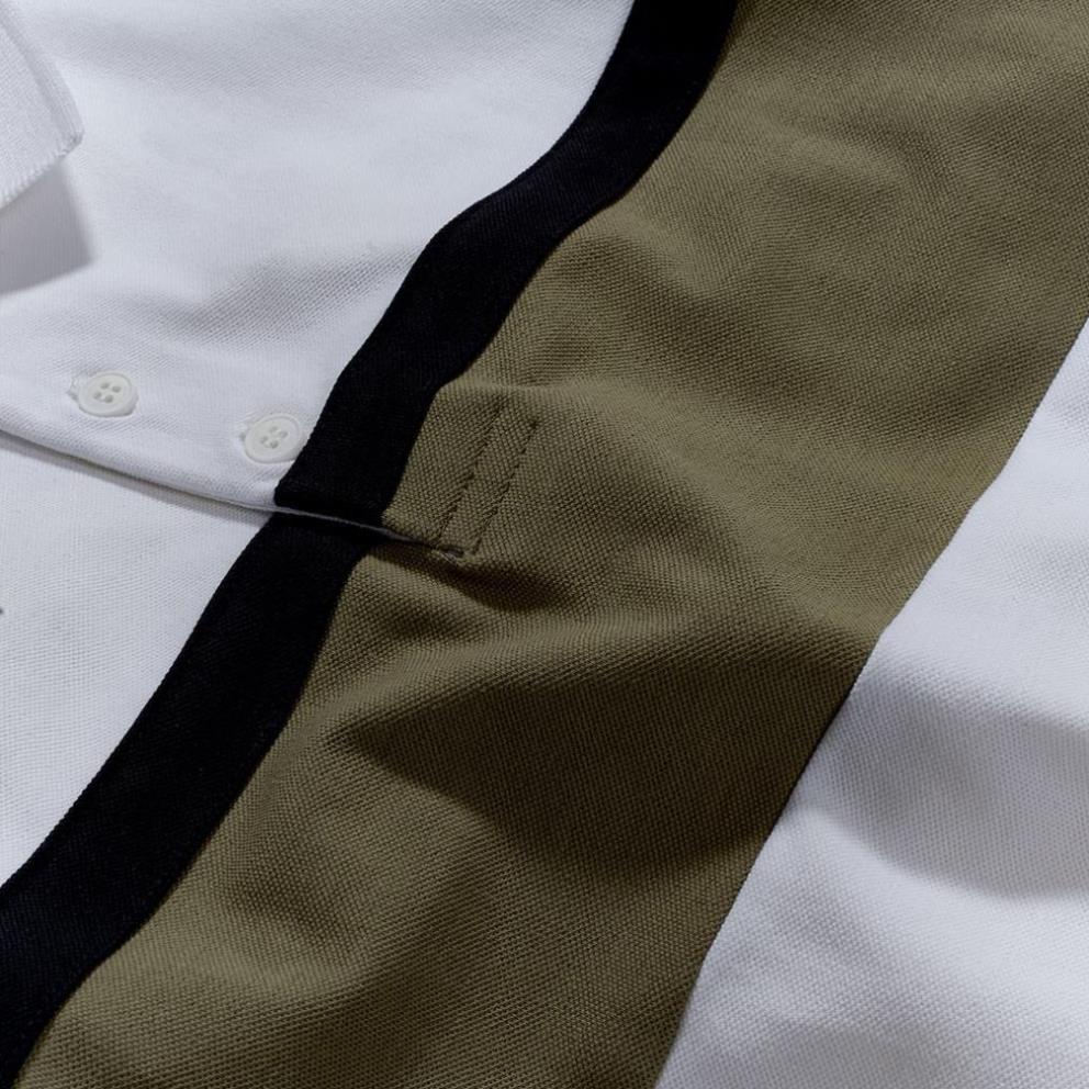 Áo polo nam trắng đẹp MATANO 033 - Áo thun polo nam có cổ trụ bẻ ngắn tay, vải cá sấu cotton cao cấp phối kẻ ngang ! !