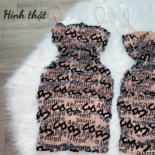 Đầm body phoi luoi in hoa van