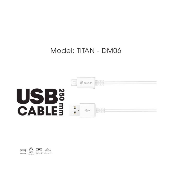 Cáp Sạc Siêu Nhanh Siêu Ngắn  ( 25CM ) Cho OPPO,VIVO,SAMSUNG...Cổng micro usb - TITAN