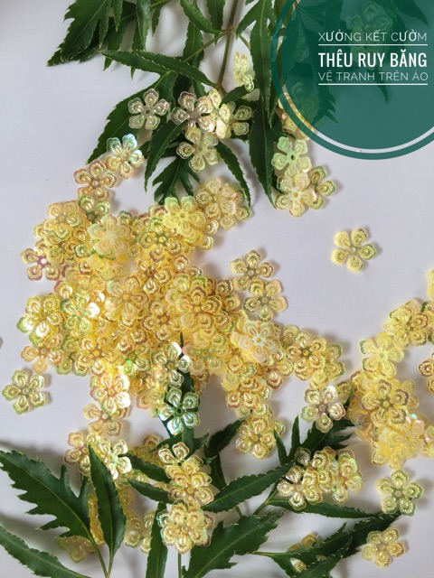 Hạt kim sa hoa dập vân 8mm