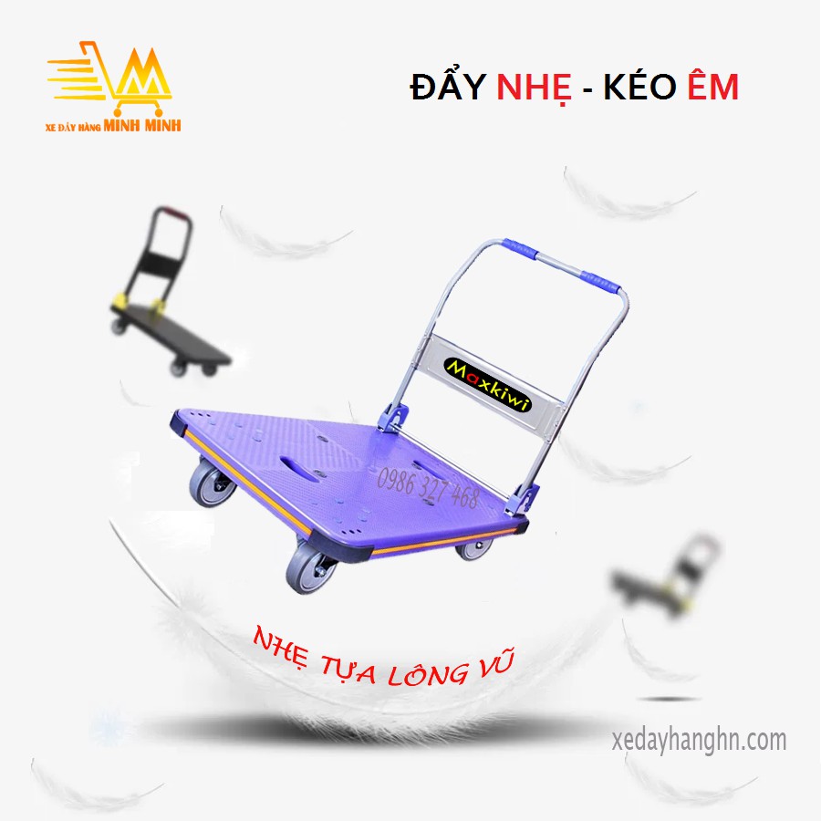 [Cam kết 3-5 năm không hỏng ]Xe đẩy hàng 4 bánh maxkiwi pt0089- Gấp được tay đẩy