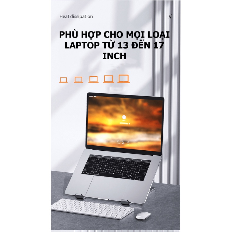 Giá đỡ laptop bằng nhôm gấp gọn dùng cho laptop có thể điều chỉnh nhiều mức độ cao - NK25