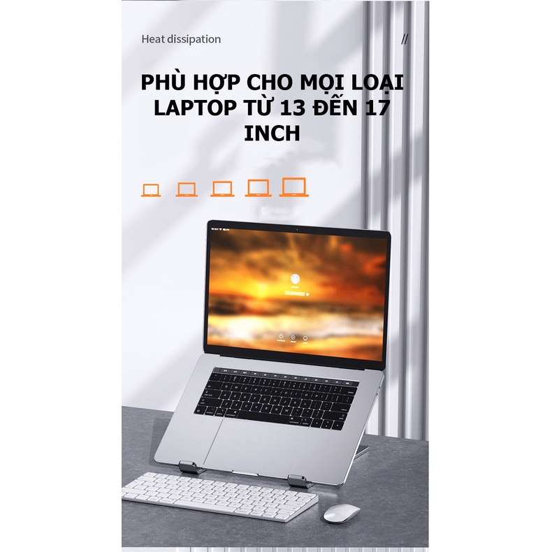 Giá đỡ laptop bằng nhôm gấp gọn dùng cho laptop có thể điều chỉnh nhiều mức độ cao - VL25