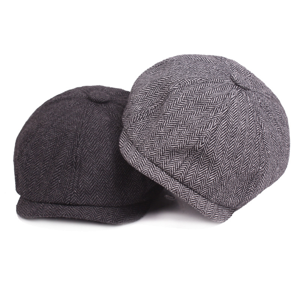 KORYES Herringbone Bakerboy Hat Shelby Hat Newsboy Hat Wool Blend Peaky Blinders Painter Hat Men Flat Cap/Multicolor