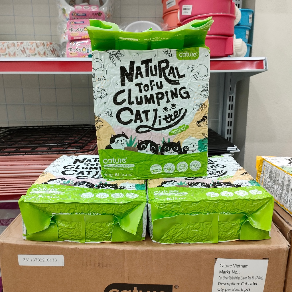 Cát đậu phụ CATURE Natural Tofu 6L đổ được bồn cầu Dành cho mèo - Cát hữu cơ