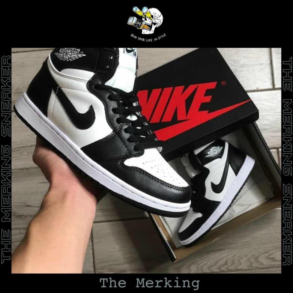 [𝐑𝐞𝐩 𝟏:𝟏] Giày NlKE Jordan Đen Trắng cao cổ thể thao [FULL hộp+tất+bill chính hãng] The Merking