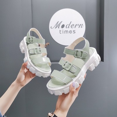 (SẴN) Sandal nữ 3 quai ngang đế xuồng 5cm màu nhã cực xinh